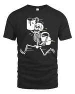 Funny Skeleton Coffee Run Graphic T Shirt Dark Humor Tee - black t-shirt on white background