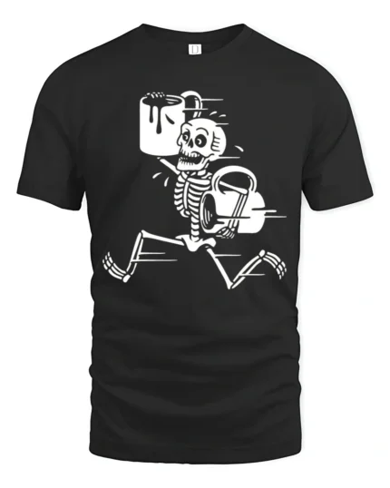 Funny Skeleton Coffee Run Graphic T Shirt Dark Humor Tee - black t-shirt on white background
