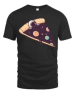 Space Pizza Astronaut Graphic T Shirt Funny Cosmic Tee - black t-shirt on white background