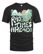 Rad Times Ahead Camping T Shirt Retro Nature Adventure Tee - black t-shirt on white background