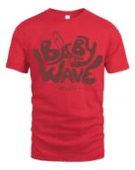 Baby Wave Club Surf Graphic T Shirt Retro Beach Vibe Tee - red t-shirt on white background