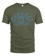 Born To Ride Eye Graphic T Shirt Retro Biker Spirit Tee - military green t-shirt on white background
