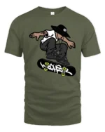 Street Skateboard Trick Graphic T Shirt Cool Skater Tee - military green t-shirt on white background