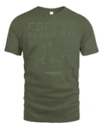 Coffee Beach Nap Tropical Graphic T Shirt Chill Island Tee - military green t-shirt on white background