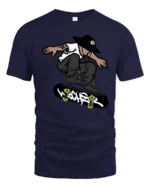 Street Skateboard Trick Graphic T Shirt Cool Skater Tee - navy t-shirt on white background