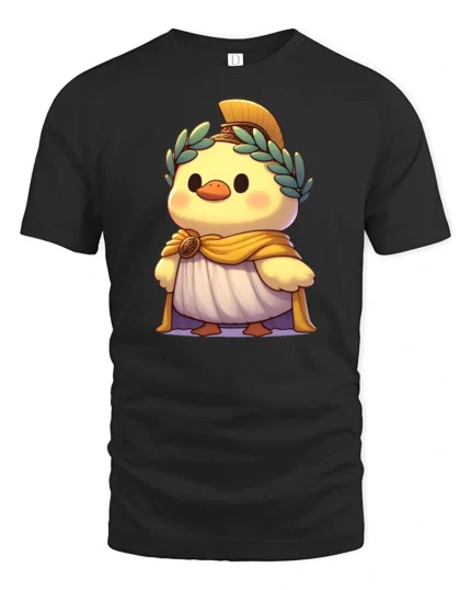 Cute Roman Duck Emperor Graphic Tee Funny History Tshirt - black t-shirt on white background