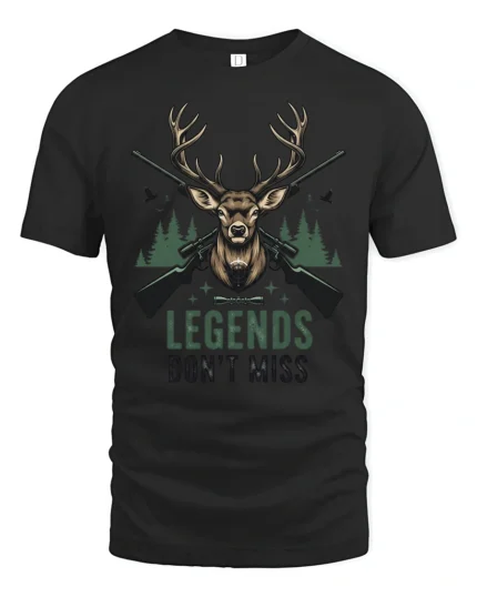 Legends Dont Miss Deer Hunting Graphic Tee Outdoor Tshirt - black t-shirt on white background