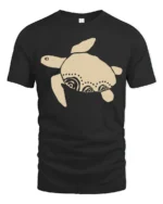 Minimal Sea Turtle Tribal Art Graphic Tee Ocean Vibe Tshirt - black t-shirt on white background