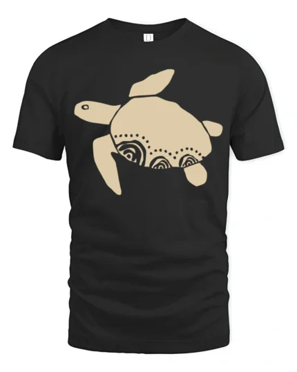 Minimal Sea Turtle Tribal Art Graphic Tee Ocean Vibe Tshirt - black t-shirt on white background