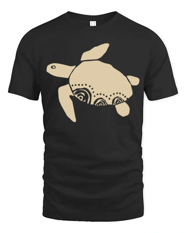 Minimal Sea Turtle Tribal Art Graphic Tee Ocean Vibe Tshirt - black t-shirt on white background