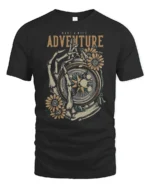 Have A Nice Adventure Skeleton Compass Graphic Tee Vintage Tshirt - black t-shirt on white background