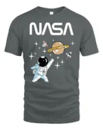 Cute Astronaut Space Adventure Graphic Tee Funny NASA Tshirt - gray t-shirt on white background