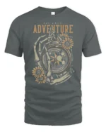 Have A Nice Adventure Skeleton Compass Graphic Tee Vintage Tshirt - gray t-shirt on white background
