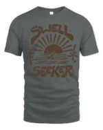 Swell Seeker Retro Surf Sunset Graphic Tee Beach Vibe Tshirt - gray t-shirt on white background