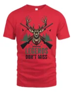 Legends Dont Miss Deer Hunting Graphic Tee Outdoor Tshirt - red t-shirt on white background
