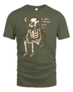 Always Thinking About You Skeleton Music Lover Tee Tshirt - military green t-shirt on white background