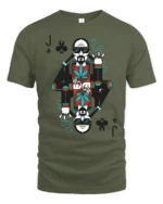 Funny King Card Stoner Graphic Tee Cool Playing Card Tshirt - military green t-shirt on white background