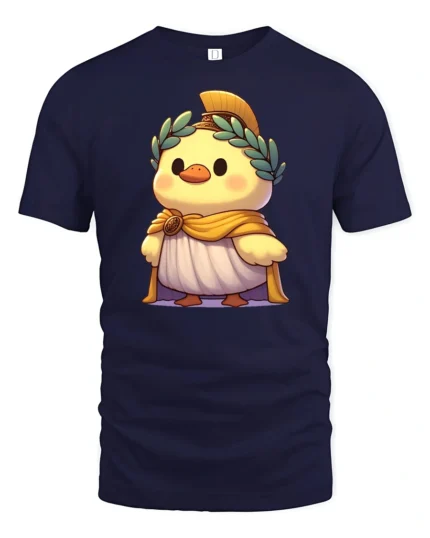 Cute Roman Duck Emperor Graphic Tee Funny History Tshirt - navy t-shirt on white background