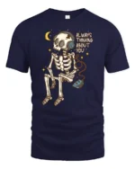 Always Thinking About You Skeleton Music Lover Tee Tshirt - navy t-shirt on white background