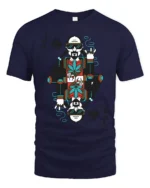 Funny King Card Stoner Graphic Tee Cool Playing Card Tshirt - navy t-shirt on white background