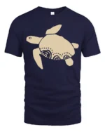 Minimal Sea Turtle Tribal Art Graphic Tee Ocean Vibe Tshirt - navy t-shirt on white background