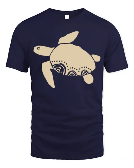 Minimal Sea Turtle Tribal Art Graphic Tee Ocean Vibe Tshirt - navy t-shirt on white background