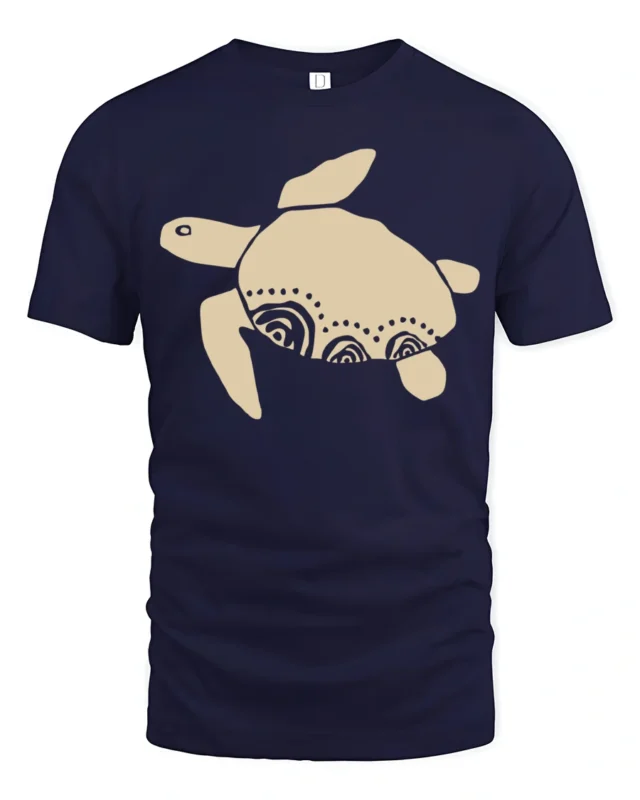 Minimal Sea Turtle Tribal Art Graphic Tee Ocean Vibe Tshirt - navy t-shirt on white background