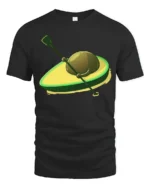Funny Avocado Surfboard Kayak Cartoon Food Lover T Shirt - black t-shirt on white background