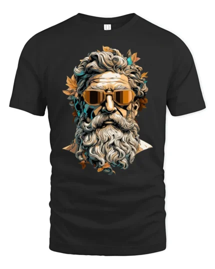 Cool Greek God With Sunglasses Artistic Portrait Graphic T Shirt - black t-shirt on white background