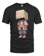 Cool Box Head Streetwear Character Urban Style Graphic T Shirt - black t-shirt on white background