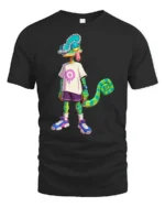 Cool Cartoon Chameleon Street Style Trendy Graphic Tee Tshirt - black t-shirt on white background