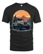 Off Road Jeep Adventure Mountain Sunset Outdoor Graphic T Shirt - black t-shirt on white background
