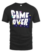 Game Over Funny Retro Gaming Typography Graphic T Shirt - black t-shirt on white background