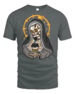 Funny Grim Reaper Coffee Lover T Shirt Cute Skeleton Tee - gray t-shirt on white background