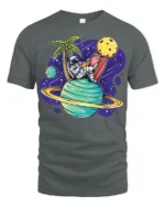 Funny Astronaut Surfing Planet Space Beach Vibes T Shirt - gray t-shirt on white background