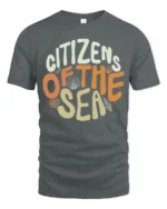 Citizens Of The Sea Cute Ocean Lover Retro Style T Shirt - gray t-shirt on white background
