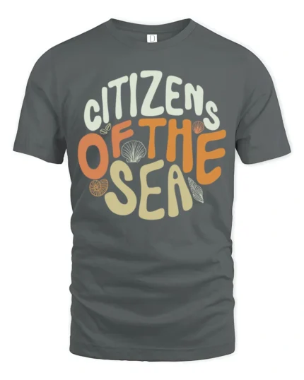 Citizens Of The Sea Cute Ocean Lover Retro Style T Shirt - gray t-shirt on white background
