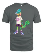 Cool Cartoon Chameleon Street Style Trendy Graphic Tee Tshirt - gray t-shirt on white background