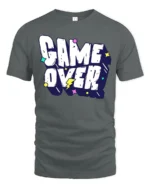 Game Over Funny Retro Gaming Typography Graphic T Shirt - gray t-shirt on white background
