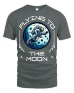 Flying To The Moon Astronaut Space Adventure Graphic T Shirt - gray t-shirt on white background