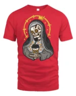 Funny Grim Reaper Coffee Lover T Shirt Cute Skeleton Tee - red t-shirt on white background