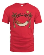 Chill Out Hammock Beach Vibes Relax Summer Graphic T Shirt - red t-shirt on white background