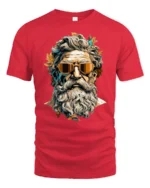 Cool Greek God With Sunglasses Artistic Portrait Graphic T Shirt - red t-shirt on white background