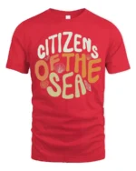 Citizens Of The Sea Cute Ocean Lover Retro Style T Shirt - red t-shirt on white background