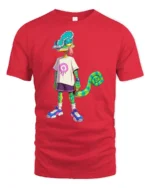 Cool Cartoon Chameleon Street Style Trendy Graphic Tee Tshirt - red t-shirt on white background