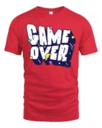 Game Over Funny Retro Gaming Typography Graphic T Shirt - red t-shirt on white background