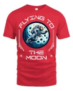 Flying To The Moon Astronaut Space Adventure Graphic T Shirt - red t-shirt on white background