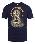 Funny Grim Reaper Coffee Lover T Shirt Cute Skeleton Tee - navy t-shirt on white background