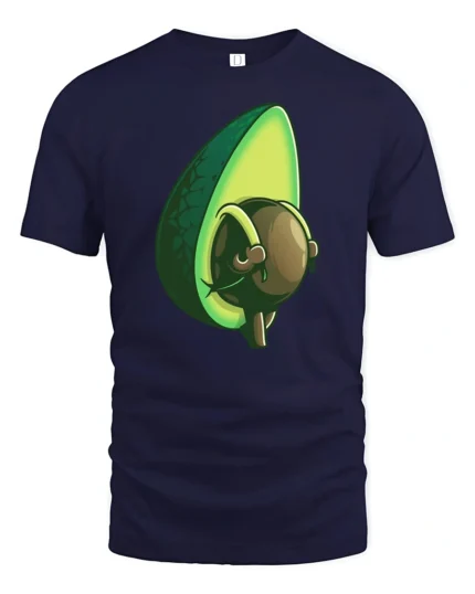 Funny Avocado With Big Attitude Cute Cartoon Food T Shirt - navy t-shirt on white background