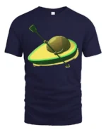 Funny Avocado Surfboard Kayak Cartoon Food Lover T Shirt - navy t-shirt on white background